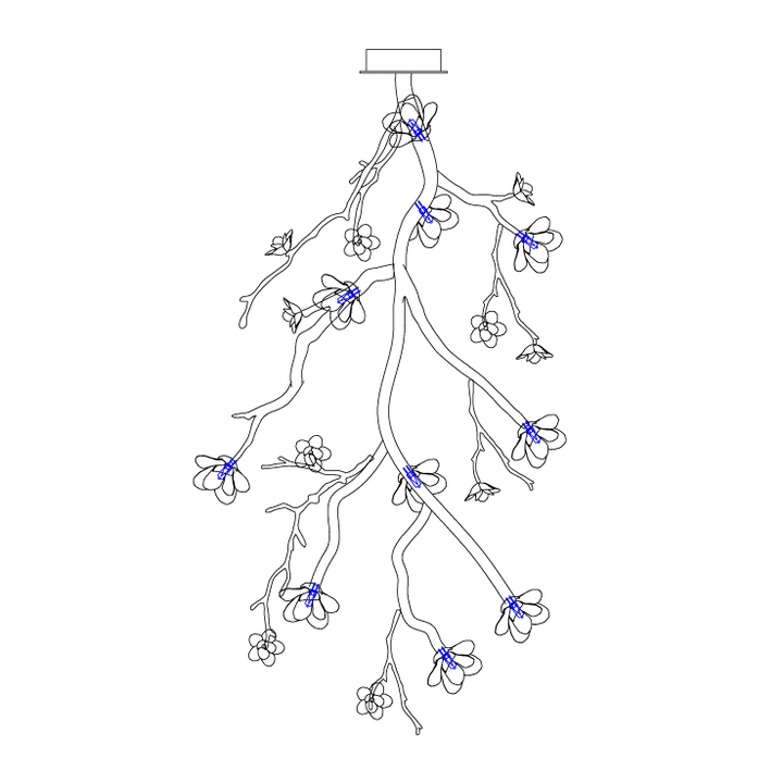 Large Long Branch Flower Chandelier - Vakkerlight