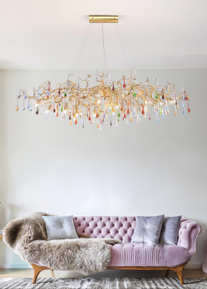 Colorful Raindrop Brass Branch Chandelier - Vakkerlight