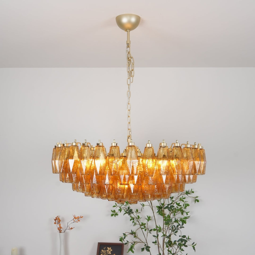 Murano Rhombus Amber Glass Chandelier - Vakkerlight