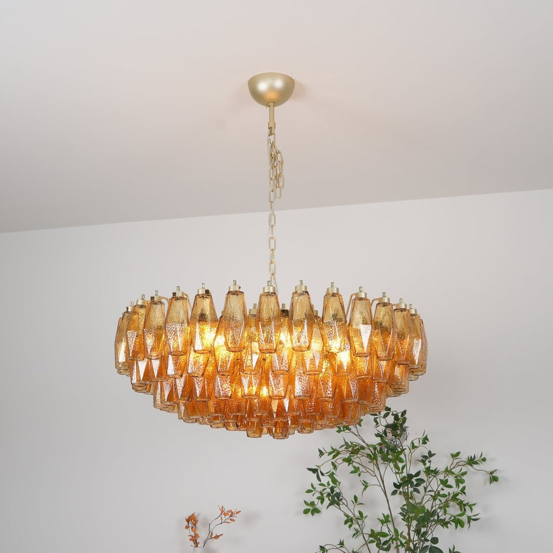 Murano Rhombus Amber Glass Chandelier - Vakkerlight