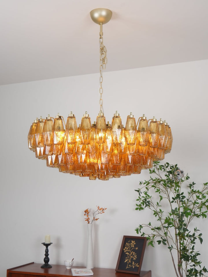 Murano Rhombus Amber Glass Chandelier - Vakkerlight