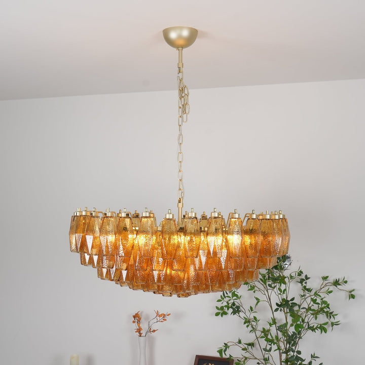Murano Rhombus Amber Glass Chandelier - Vakkerlight