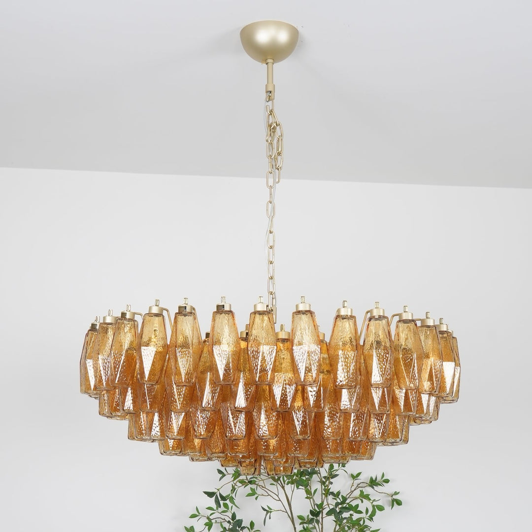 Murano Rhombus Amber Glass Chandelier - Vakkerlight