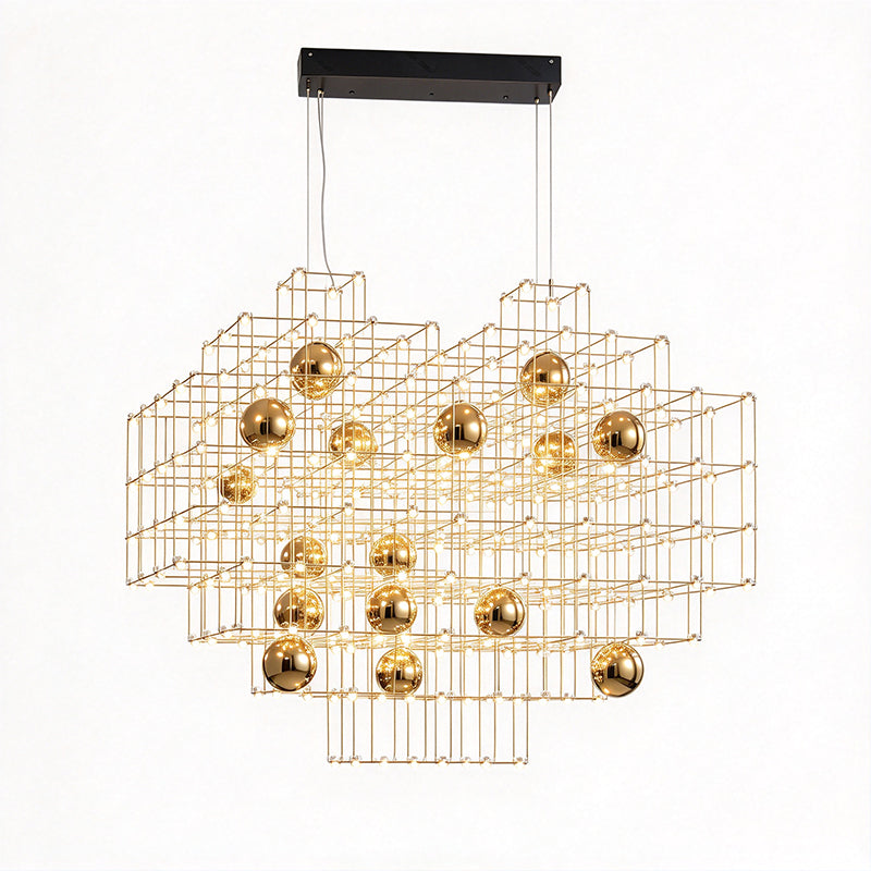 Rectangular grid chandelier