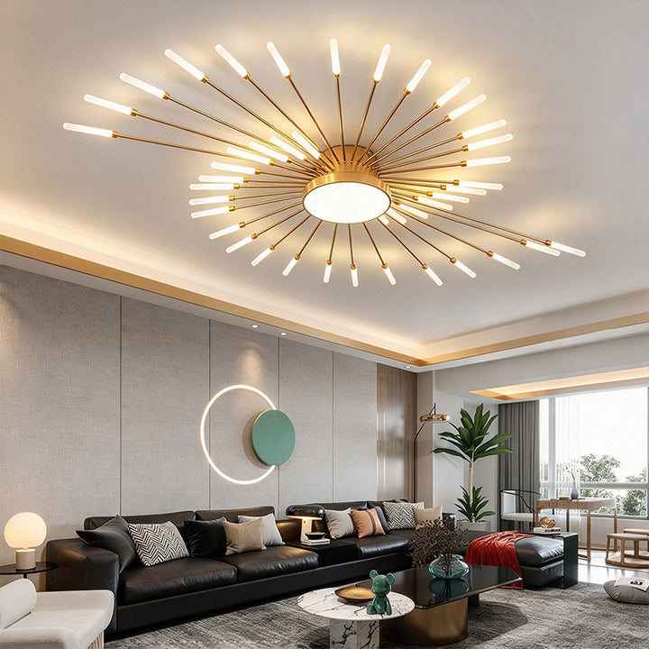 Gold Firework Flush Mount Ceiling Light