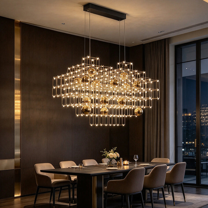 Rectangular grid chandelier
