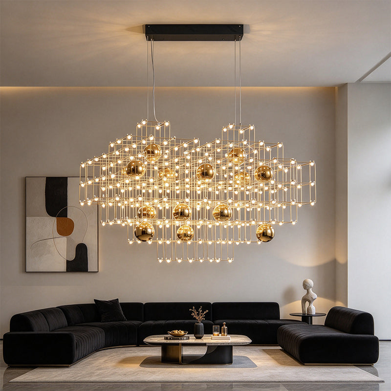 Rectangular grid chandelier