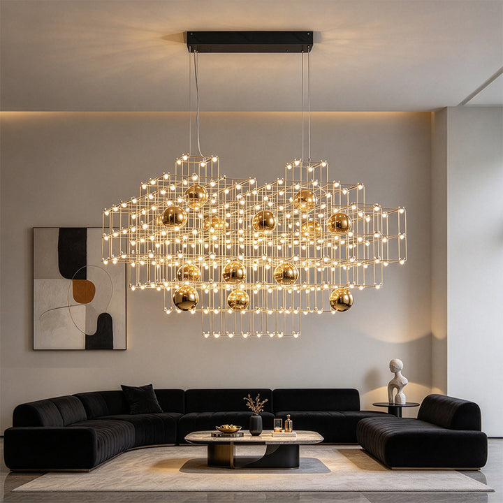 Rectangular grid chandelier