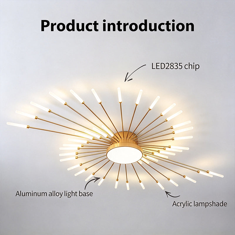 Gold Firework Flush Mount Ceiling Light