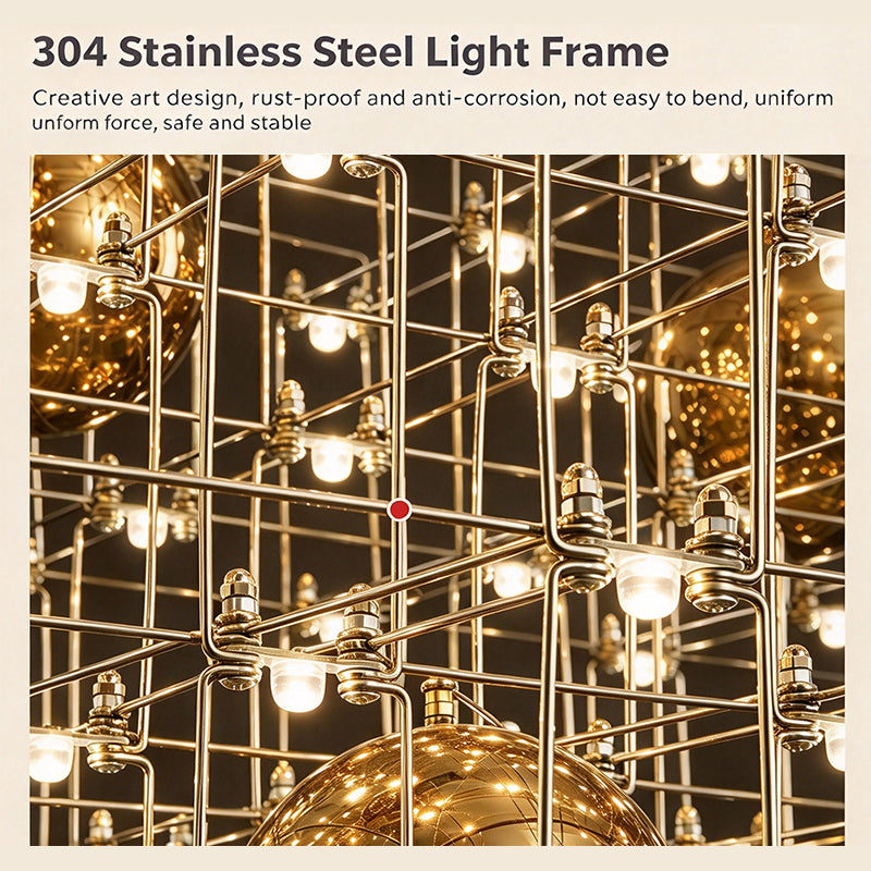 Rectangular grid chandelier