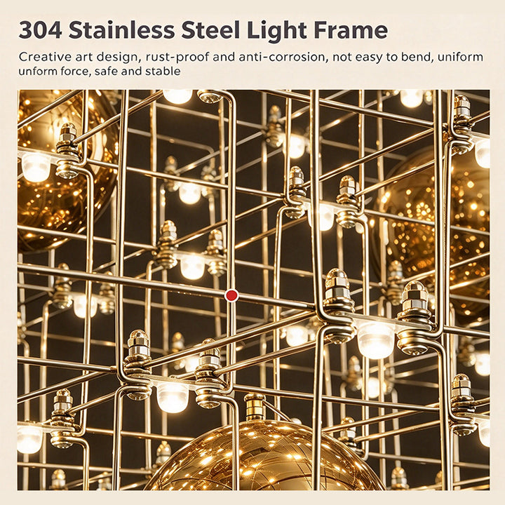 Rectangular grid chandelier