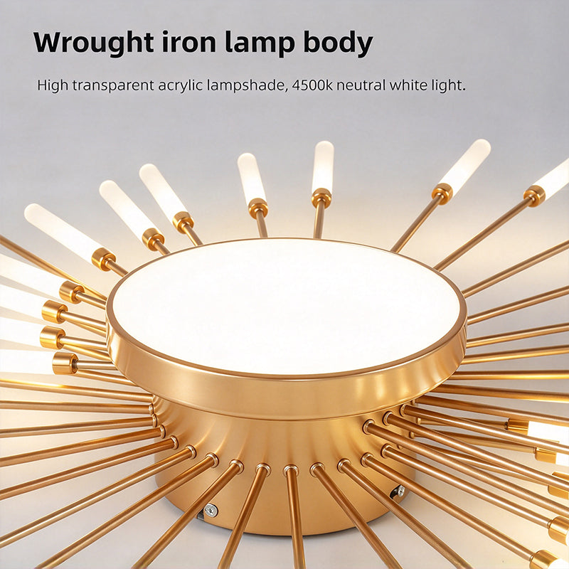 Gold Firework Flush Mount Ceiling Light