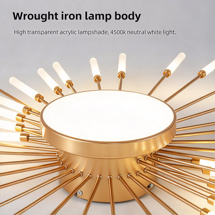 Gold Firework Flush Mount Ceiling Light