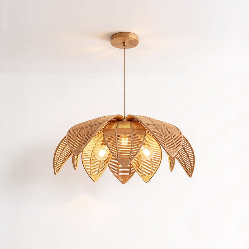 Handwoven Vine Weaving & Iron Hanging Lamp