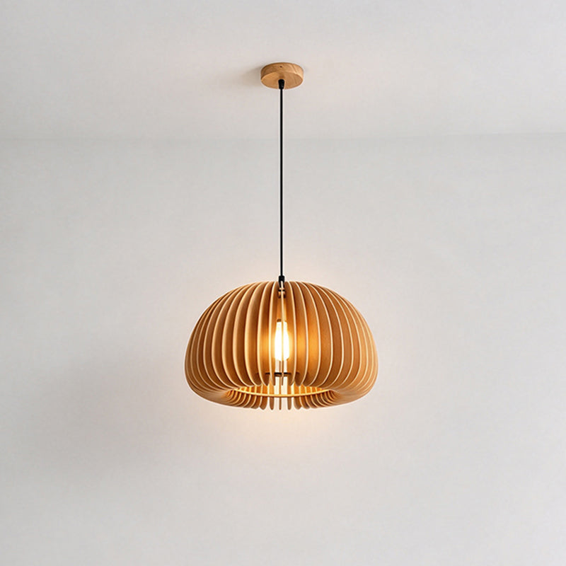 Japandi Wooden Slatted Hanging Lamp