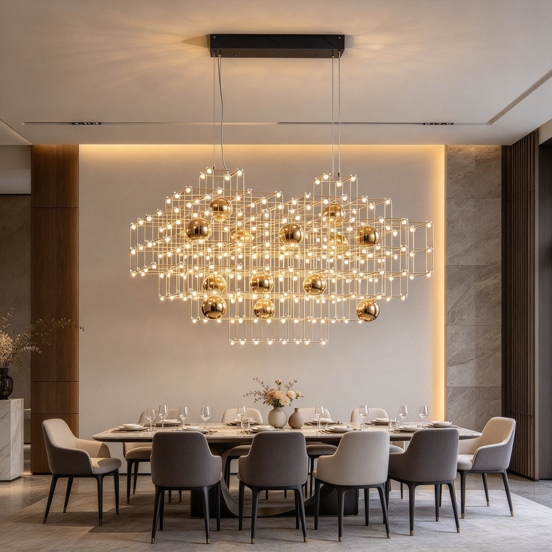 Rectangular grid chandelier