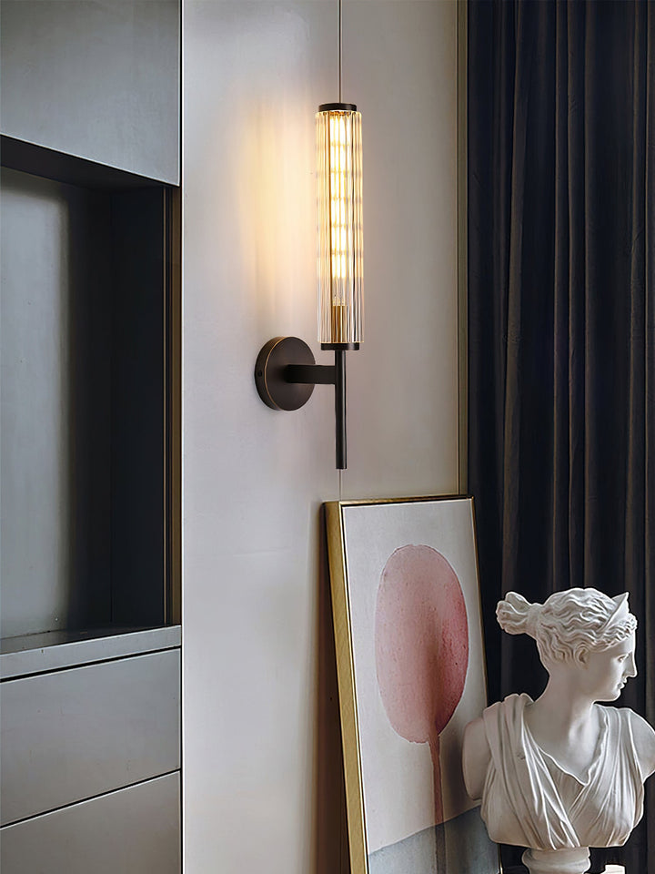 Glass Linear Brass Wall Light