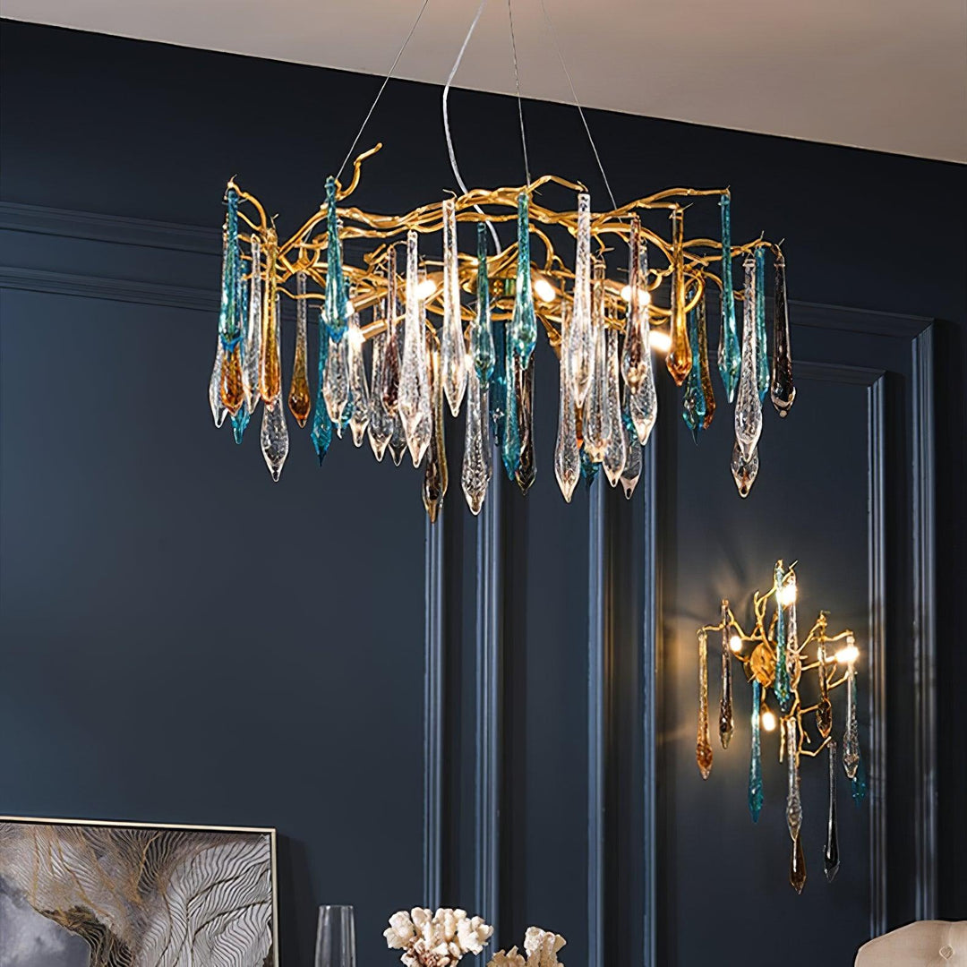 Gold Round Teardrop Chandelier - Vakkerlight