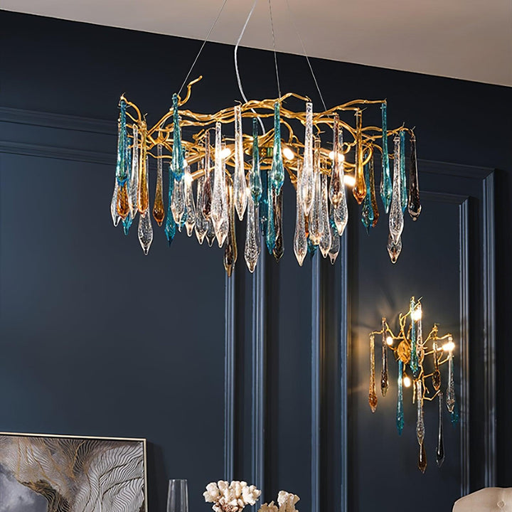 Gold Round Teardrop Chandelier - Vakkerlight