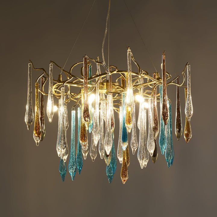 Gold Round Teardrop Chandelier - Vakkerlight