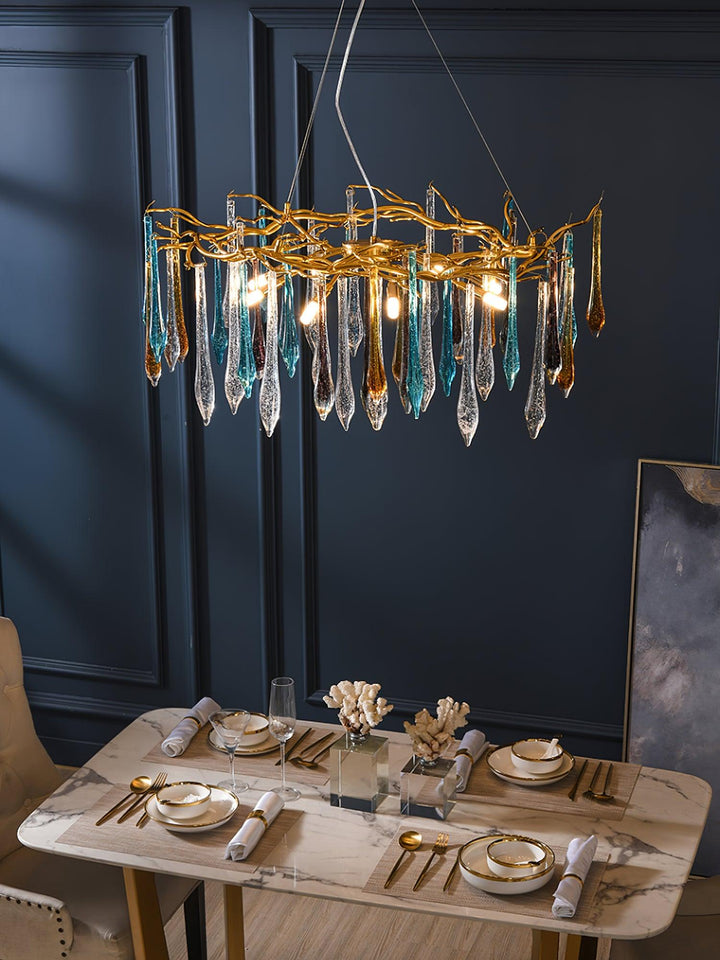 Gold Round Teardrop Chandelier - Vakkerlight