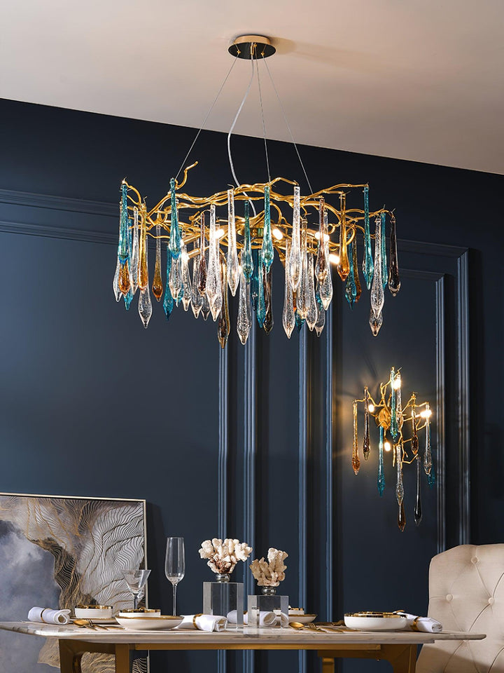 Gold Round Teardrop Chandelier - Vakkerlight
