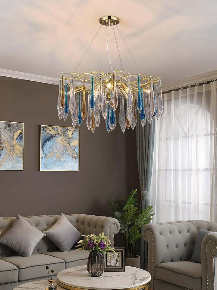 Gold Round Teardrop Chandelier - Vakkerlight