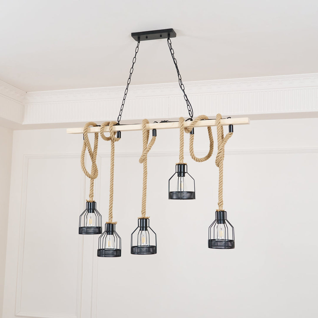 Hemp Rope Industrial Grenade Chandelier - Vakkerlight