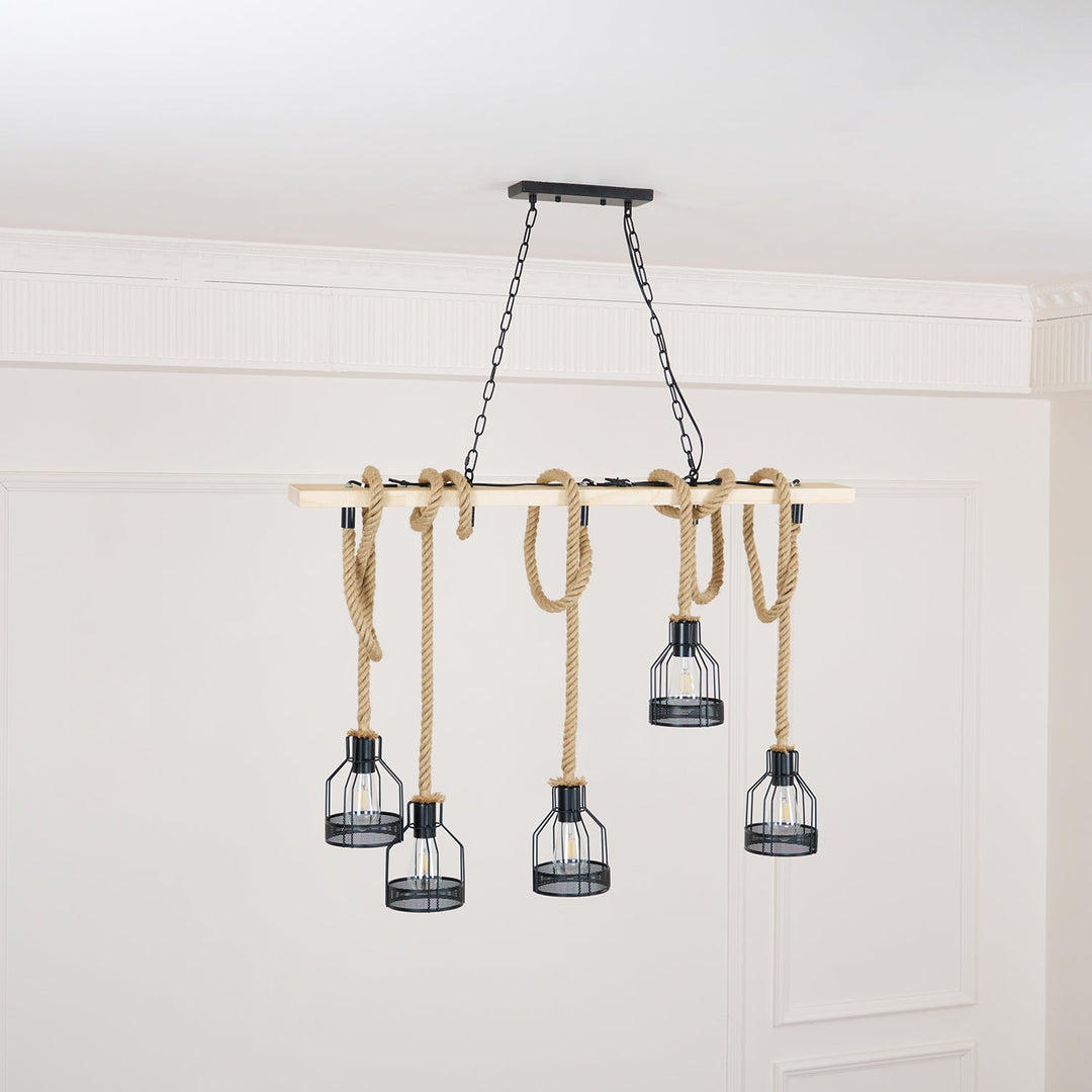 Hemp Rope Industrial Grenade Chandelier - Vakkerlight