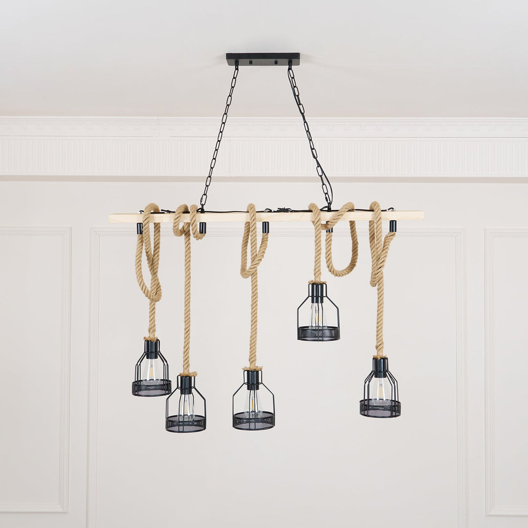 Hemp Rope Industrial Grenade Chandelier - Vakkerlight