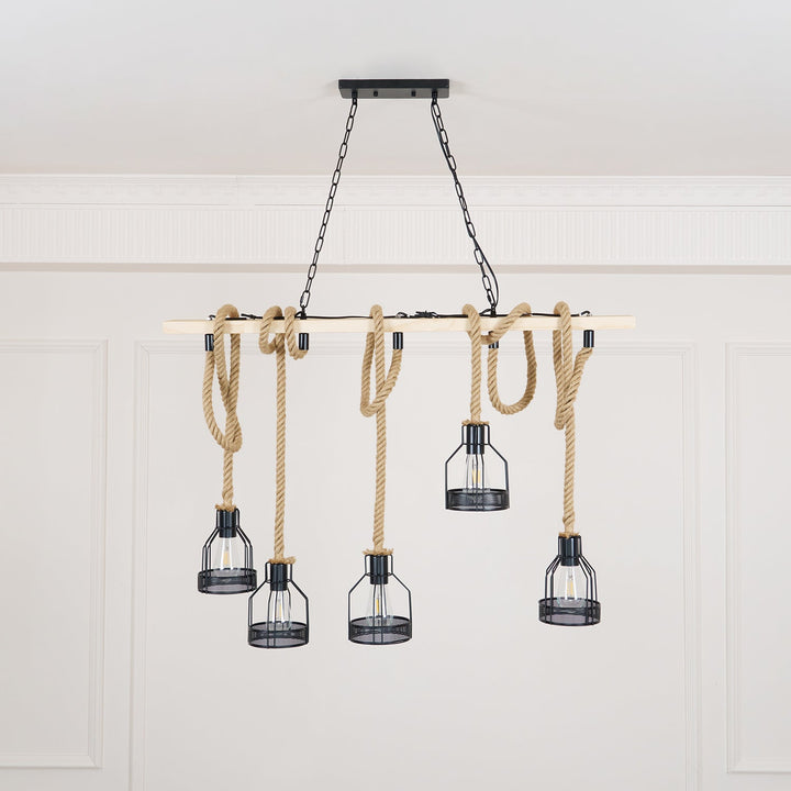 Hemp Rope Industrial Grenade Chandelier - Vakkerlight