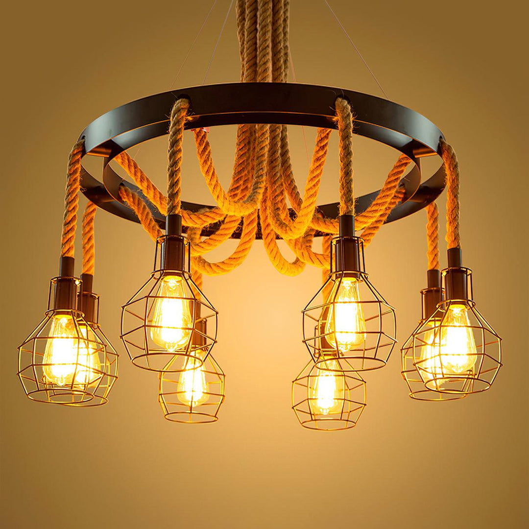 Hemp Rope Industrial Starfall Chandelier