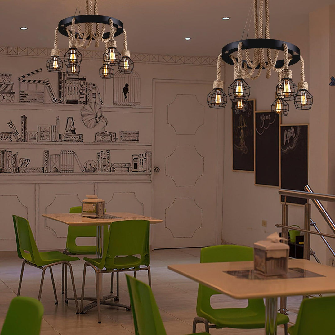 Hemp Rope Industrial Starfall Chandelier