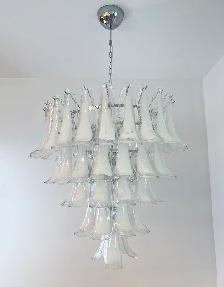 Murano White Glass Petals Chandelier