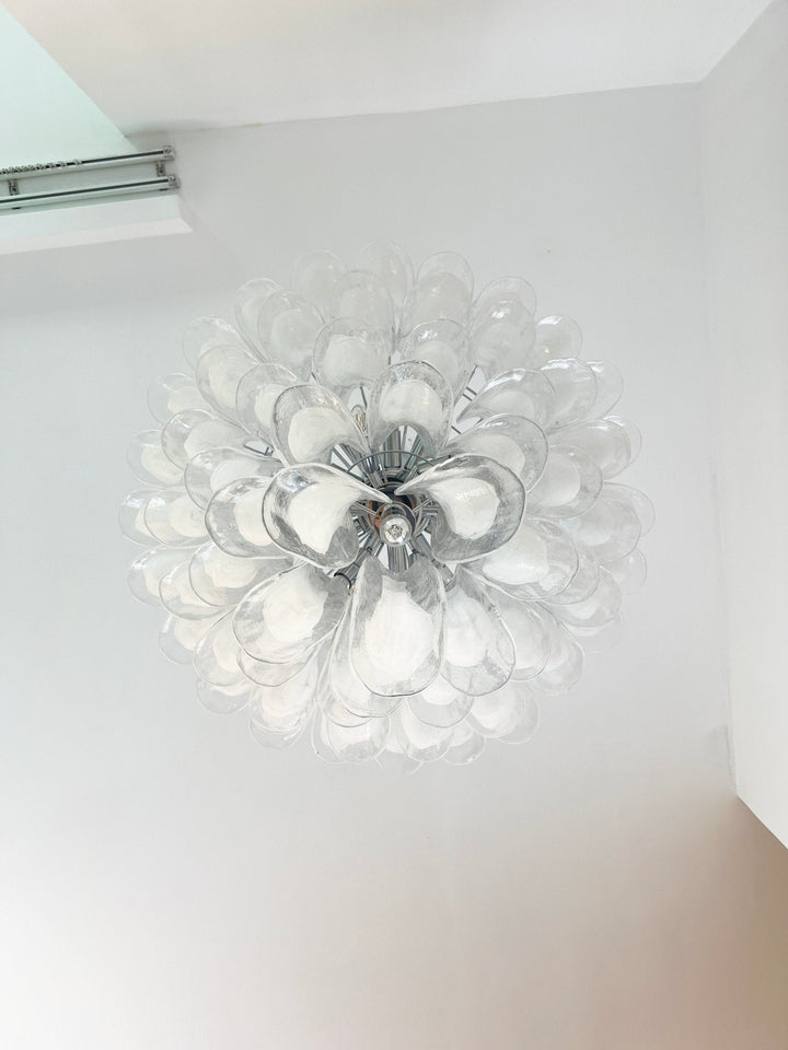 Murano White Glass Petals Chandelier