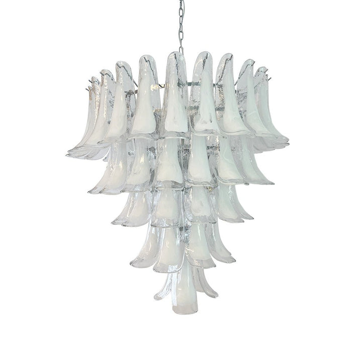 Murano White Glass Petals Chandelier