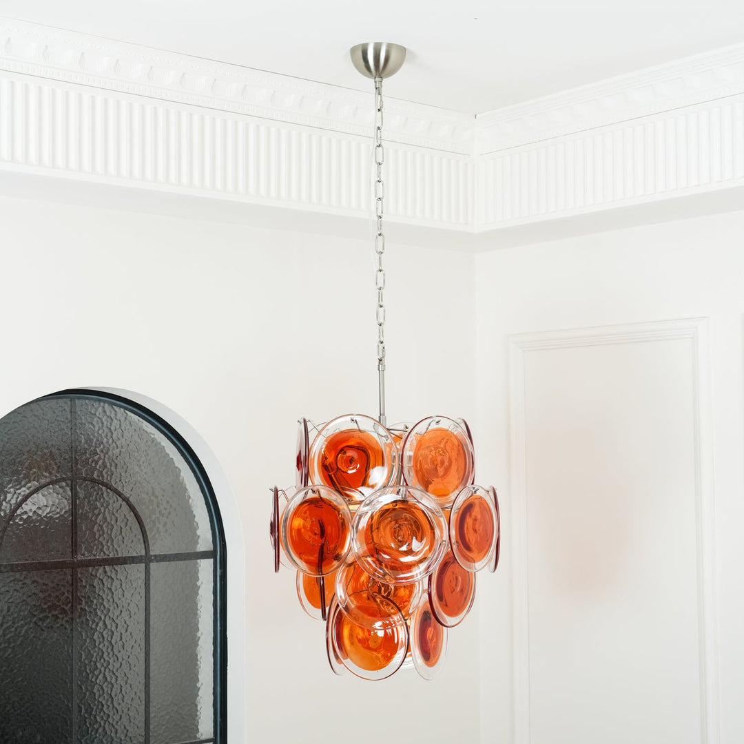 Murano Orange Disk Glass Chandelier - Vakkerlight