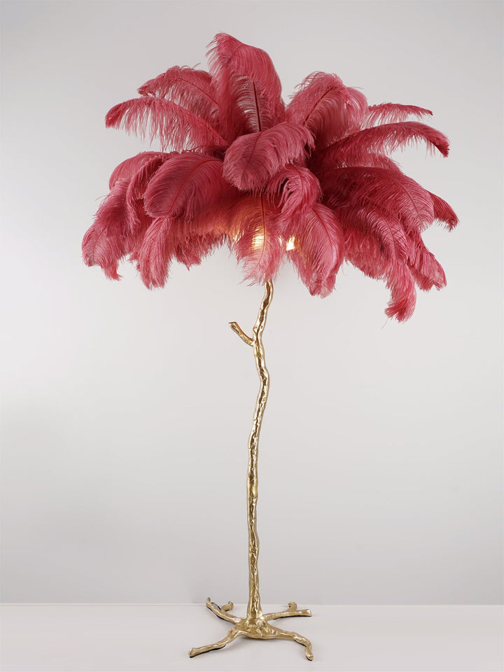 Ostrich Feather Brass Floor Lamp