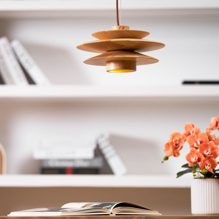 Cascade Wooden Disc Pendant Lamp - Vakkerlight