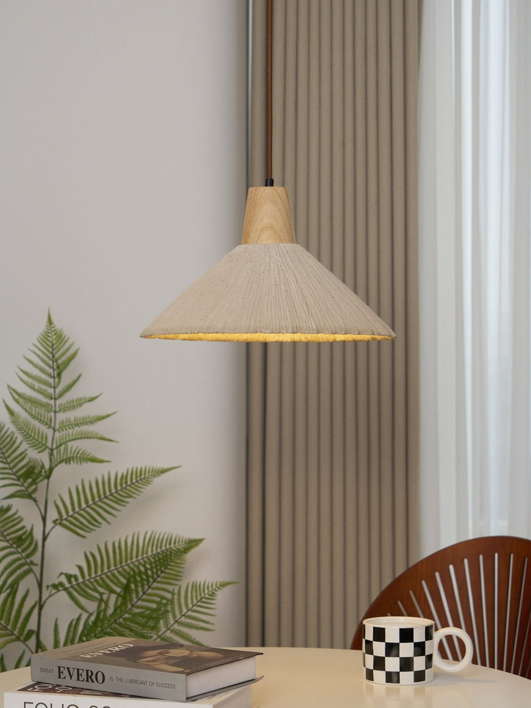 Concrete Pleated Pendant Lamp - Vakkerlight