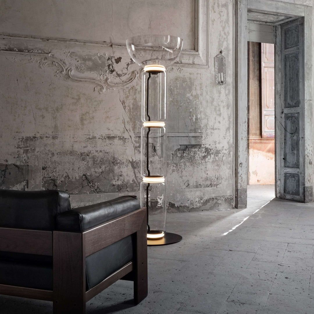 Bamboo Glass Floor Lamp